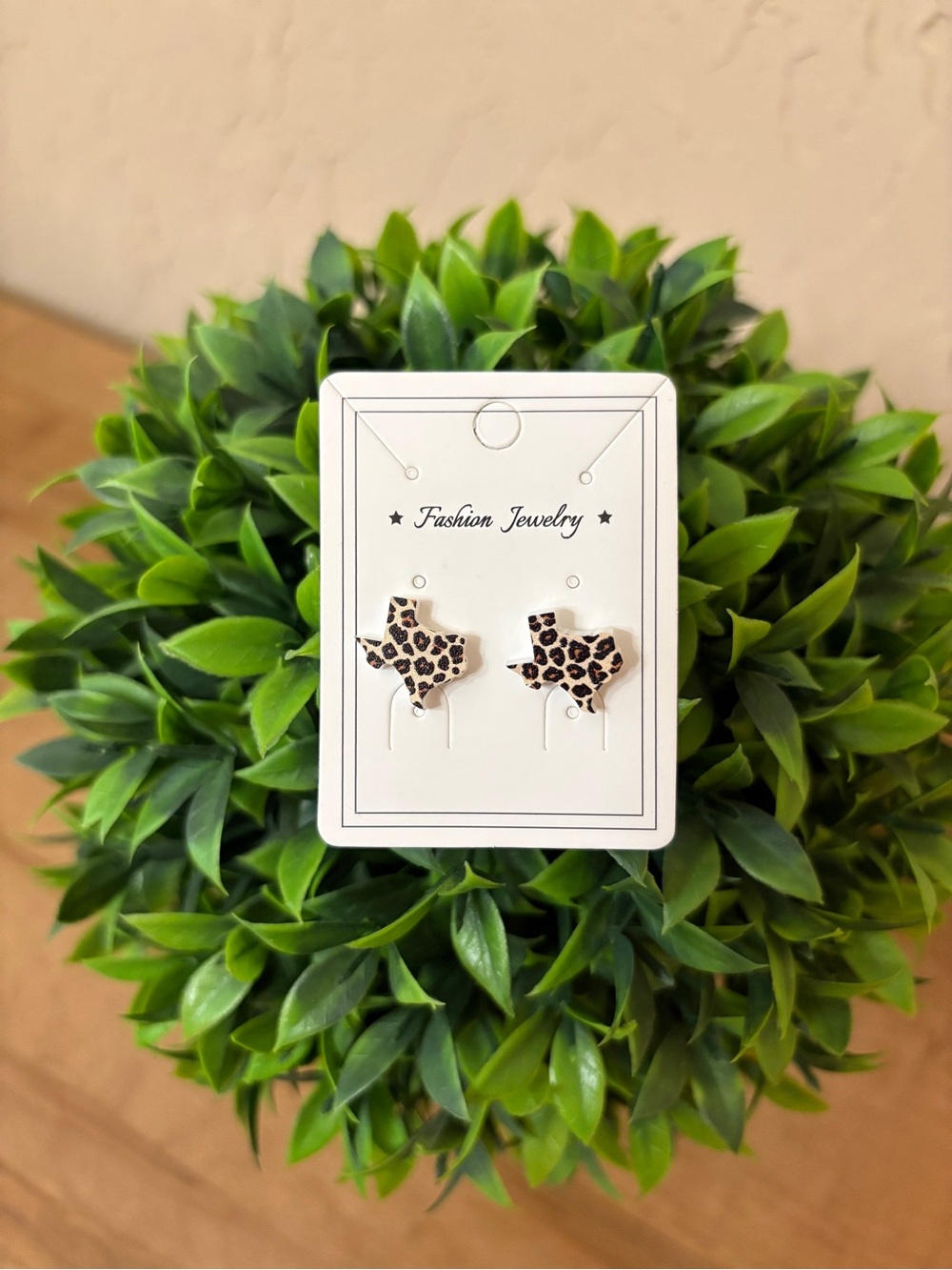 Texas Leopard Print Stud Earrings - Cream/Brown